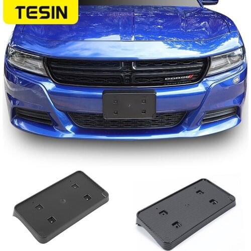TESIN ABS Car Front Bumper License Plate Base Frame Base Registration Plate Holder For Dodge Charger 2015+ Accessories