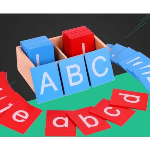 Montessori Children Language Training Kindergarten Teaching Aids Uppercase Lowercase English Letters Sandpaper Letter Board Kids