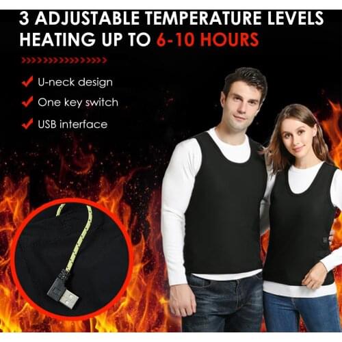 USB Smart Electric Heated Vest Warm 3 Adjustable Temperature Levels Abdomen Back Heating Vest Winter Keep warm For Outdoor sport