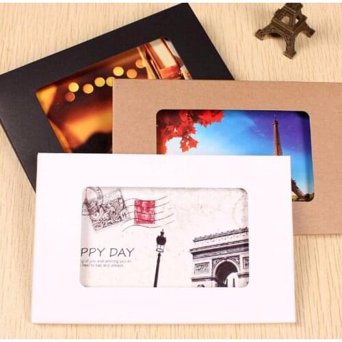 Vintage brown kraft foldable box for postcards photo greeting card gift package boxes 155*102*5mm