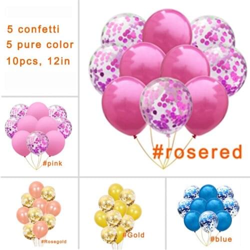 10Pcs 12inch Metallic Colors Latex Balloons Happy Birthday Anniversary Wedding Confetti Helium Balloon Party Decoration Supplies