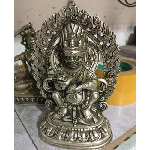Xd 00561 15CM TALL NEPAL TIBETAN TARA GUAN YIN BUDDHA STATUE BRONZE COATED SILVER FREE S