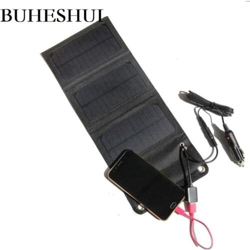 BUHESHUI NEW 6W Fodable Solar Charger Solar Panel Charger USB+DC18V Dual Ouput For Mobile Phone/12V Battery Charger 5pcs/lot