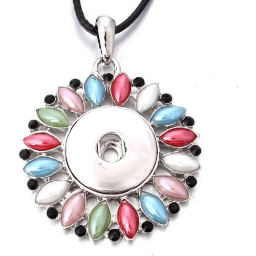 2019 New Flower Snap Button Necklace with Chain Vintage Metal Snap Pendant Necklace fit 18mm 20mm Snap Button Jewelry For Women
