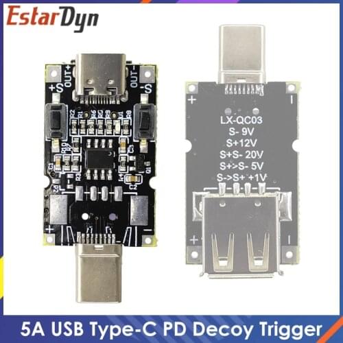 100W 5A USB Type-C PD Decoy Trigger Board 5V 9V 12V 15V 20V Output PD 2.0 3.0 Trigger Adapter Cable Connection Polling Detector