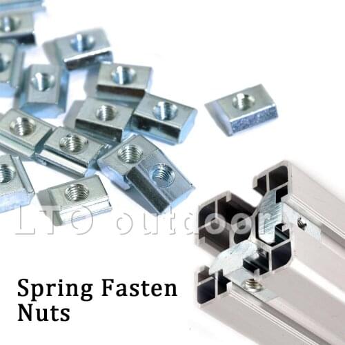 20 30 40 45 Series Steel Fasten Nuts Half Round Ball Elasticity Spring Nut For Aluminum Extrusion Profile M3 M4 M5 M6 M8