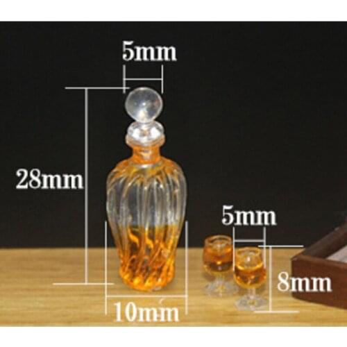 3Pcs/set(1 bottle+2 cups) Colorful Wine Bottles Dollhouse Miniature 1:12 Scale Classic Toys For Kids