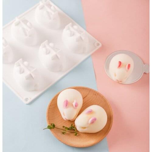 3D Creative Food Grade Silicone Rabbit Ice Cream Mold Mousse Cake Chocolate baking utensils