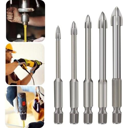 5pcs/set Efficient Universal Drilling Tool Cemented Carbide Drill Bit Ceramic Brick Wall Hole Opening Power Tools Accessories