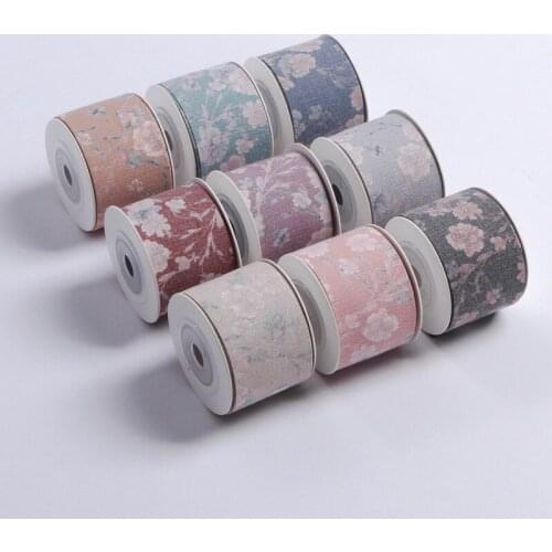 5 yards Flower Printed Ribbon DIY Bow Hair Accessories Clothing Decoration Trim Gift Bouquet Packaing Material
