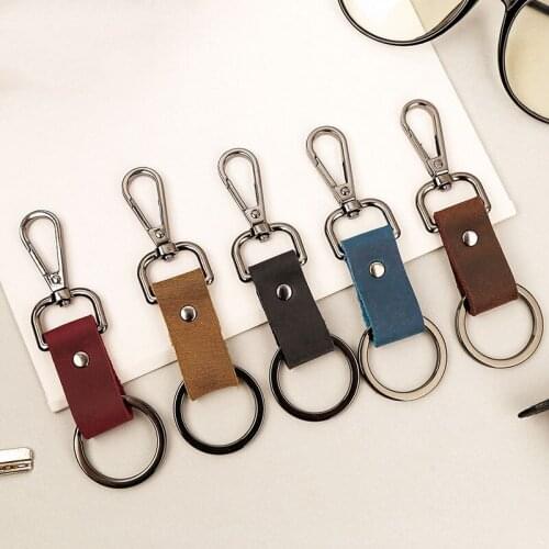 Car Key Holder Key Chain Men Genuine Leather Keychain Car Keyring Gift Creative Male Key Ring Pure Color Keychain Pendant