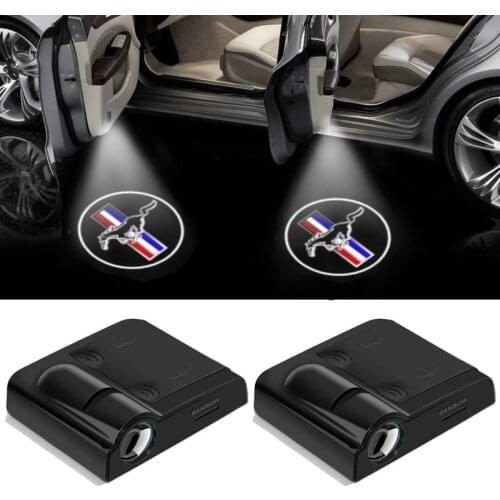 2Pcs Car Door Light Wireless Laser Projector Logo Led Welcome Lamp for Ford Ford Mustang GT 500 Cobra car-styling