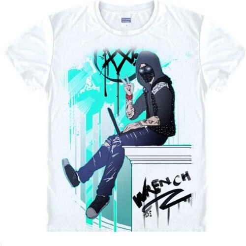 Coolprint Japanese manga Watch Dogs T-Shirts anime shirt of ctOS and Aiden Pearce, Characters Printing Shirt lovely