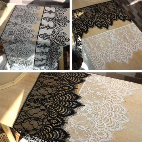 Black white eyelash french lace trim with single side 3 meters one pc