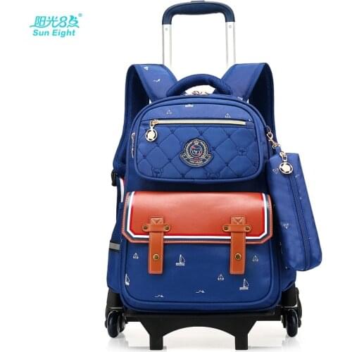 Children School Bags with 6 Wheels Removable Kids Trolley Schoolbag Boys Girls Rolling Backpack Wheeled Child Bookbag luggage