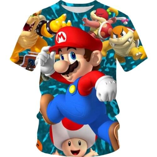 3D Printing T-shirt Mario Bros Boys Girls Summer 2021 Cute Cartoon Casual T shirt Classic Game Hip-Hop O-Neck Tshirt Kids Adult
