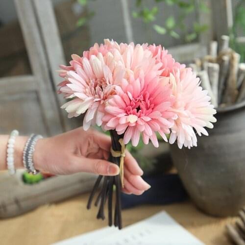 7pcs/Lot Artificial Flowers Gerbera Bouquet Fake Flowers For Home Decoration Wedding Party
