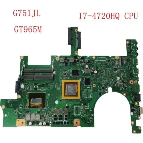 G751JL GT965M 2GB with I7-4720HQ cpu HM86 mainboard For ASUS G751J G751JL Laptop motherboard REV 2.0 100% Tested free shipping