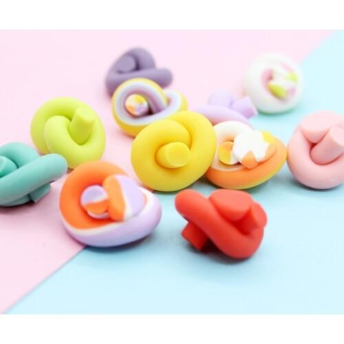 Sweety Polymer Clay Resin Cabochons Ornament Accessories 10pcs 20mm Girls Hair jewelry Bow Center Hair Clip Clay Charm Pendant