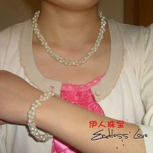 Fashion Freshwater Pearl Jewelry Set, Necklace/Bracelet Jewellery Set Accessory Charms+Free Shipping