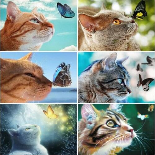 MomoArt Diamond Embroidery Sale Animal Handcrafts Full Square Round Diamond Painting Cat Mosaic Rhinestones Pictures Crafts Kit