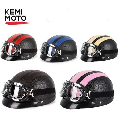 Motorcycle Helmet Half Leather Vintage Casco Moto Motorcycle Open Face Retro Half Helmet Chopper Biker Pilot