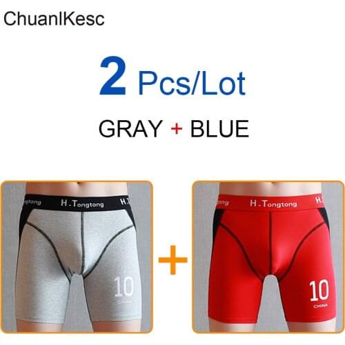 2 Pcs Mens Boxer Pants 95% Cotton Wear-Resistant Leg Long Leg Shorts Fitness Breathable Track And Field Sports Underpants
