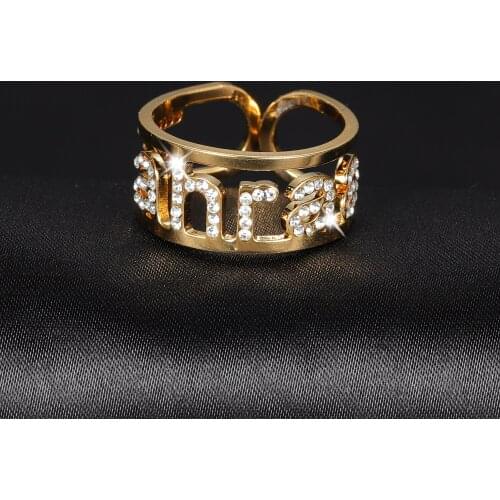 MYDIY Letter Engraved Rings for Women Custom Ring Men Engagement Wedding Band Gold Hollow Stainless Steel Customized Gift Metal