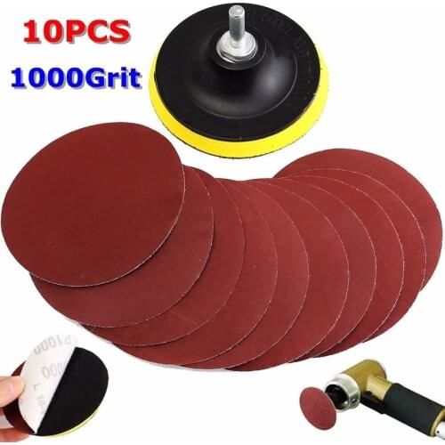 10pcs Set 4 Inch Sanding Discs Pad Kit For Drill Grinder Rotary Tools With Backer Plate Includes 1000Grit Sandpapers