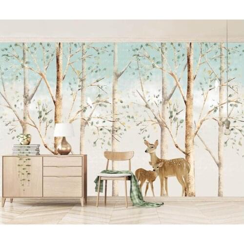 Custom Size Mural Elk Woods Simple TV Background Wall Home Decoration Living Room Bedroom Quantity Animal Mural 3d wallpaper
