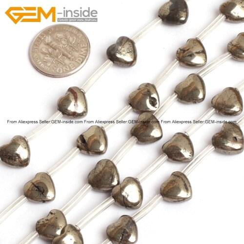 Natural Heart Shape Faceted Pyrite Beads 9mm 15inches(20pcs) DIY Jewellery FreeShipping Wholesale Gem-inside