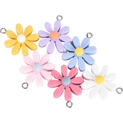 10pcs Kawaii Resin Little Daisy Sun Flower Charms Pendants For DIY Decoration Earrings Key Chains Fashion Jewelry Accessories