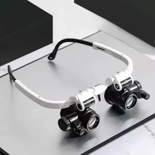 Adjustable Loupe LED Light Headband Magnifier Glass LED Magnifying Lamp 8x 15x 23x High Magnification for Repairing Processing