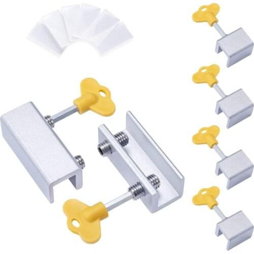 6 Pieces Adjustable Sliding Window Locks Stops Aluminum Alloy Door Frame Security Lock With Keys (4 Single Hole And 2 Double Hol