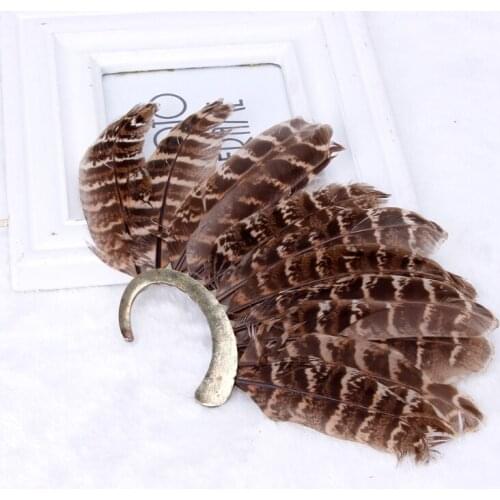 1 PC Unisex Big Gray Natural Feather Earring Cuff Non Piercing Ear Clip One Side E56A