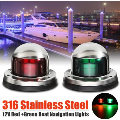 12V LED Bow Navigation Light Red & Green Stainless Steel Sailing Signal Light for Marine For Car Boat Yacht Warning Light