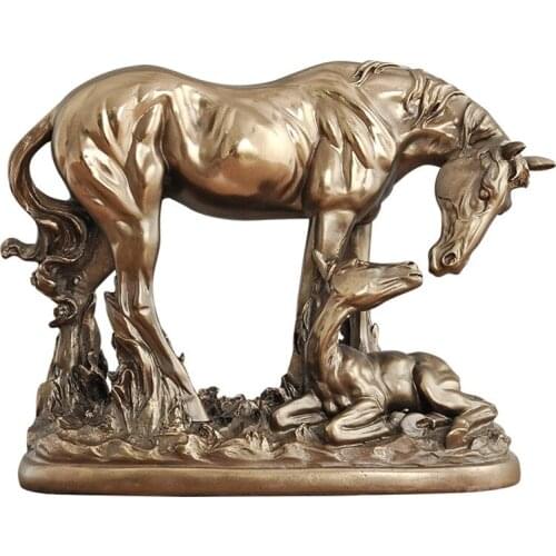 DEEP FEELINGS HORSE STATUE BRONZE HORSE ART SCULPTURE ABSTRACT ANIMAL FIGURINE RESIN CRAFTS HOME DECORATIONS WEDDING GIFT R1377