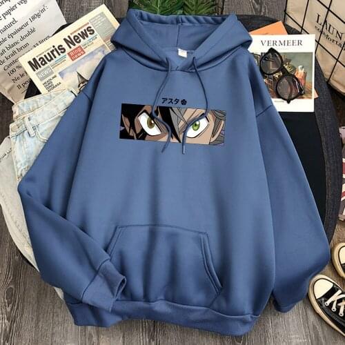 Black Clover Eyes Print Hoodies Men Hip Hop Streetwear Fleece Warm Hooded Sweatshirts Autumn Winter New Anime Harajuku Hoodie