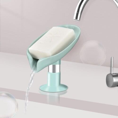 Toilet Leaf-shaped Soap Dish Box Soap Holder Drain Rack Soapbox Perforated Freestanding Suction Cup Travel Bathroom Accessories