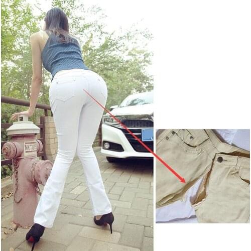 Outdoor Invisible Zipper Open Crotch Women Flared Jeans Couple Dating Bell-bottomed Pants Exotic Zipper Fly Crotchless Leggings