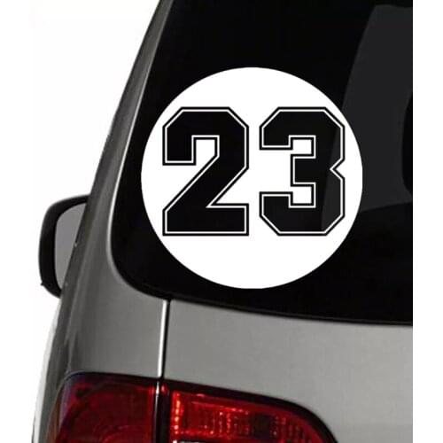 Funny round racing number 23 vinyl car sticker waterproof car decal stickers on car bumper rear window 10*10cm