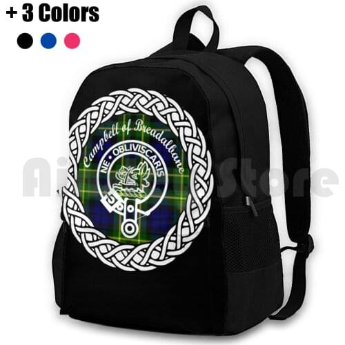 Clan Campbell Of Breadalbane Surname Last Name Tartan Crest Badge Outdoor Hiking Backpack Waterproof Camping Travel Campbell