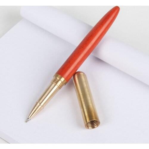 Creative pen High Quality Walnut and copper Rollerball Pen with Original Gift Case 0.5mm Ballpoint Pens for Office