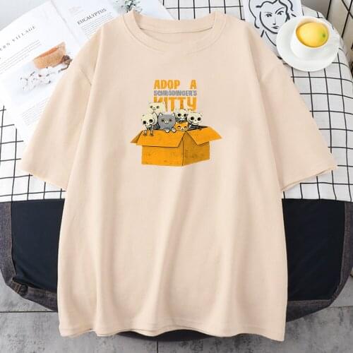 A Group Of Skull Cats Print T-Shirts Women Funny Style Streetwear Creativity Pattren Tee Shirts Fashion Big Size Female T Shirt