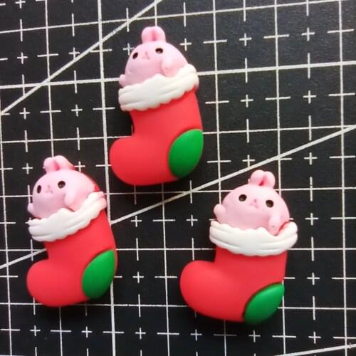 1pcs/lot resin flat back Christmas sock cartoon 25mm fairy garden gnome moss terrarium decor crafts bonsai home DIY