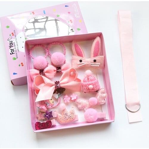 18pcs/set Hair Clip Set Cute Hair Accessories Girl Headwear Bow Flower Animal Hairpins Hair Band Cartoon Elastic Headdress Gift