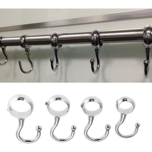 2Pcs 16mm 19mm 22mm 25mm Wardrobe Bathroom Hanging Tube Pipe Rod Hooks Bathroom Towel Clothes Hanger Kitchen Pan Zinc Alloy Hook