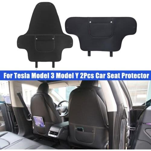2PCS For Tesla Model 3 Y Car Seat Anti-Child-Kick Pad Protector Cover Interior Accessories Anti Dirty Leather Protector