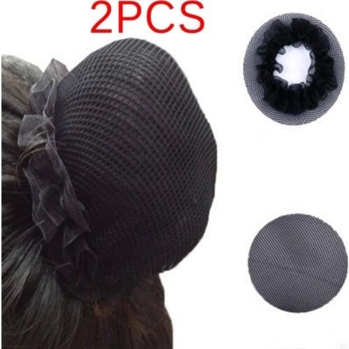 2Pcs Women Ballet Dance Skating Snoods Hair Net Bun Cover Black Ball Head Children Dance Grading Stewardess Stealth Hair Set