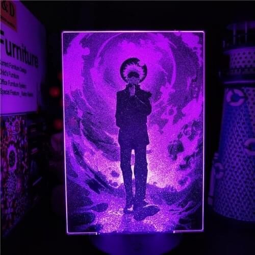 Jujutsu Kaisen Gojo Satoru 3D Night Light LED Lamp Bedroom Decoration Lampara Anime Figure Manga Lights Sunset Lights Kids Gifts